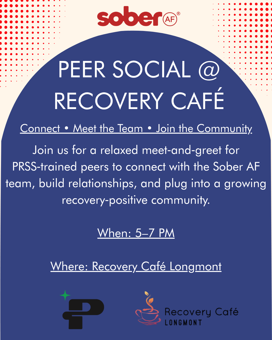 Peer Social Event w/ Recovery Cafe flyer